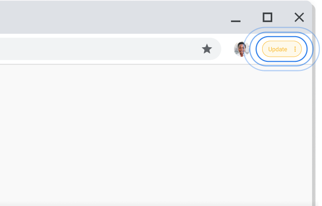 Extrem superior dret de la finestra del navegador Chrome en què es destaca la sol·licitud Actualitza.