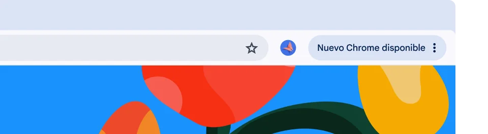 En la interfaz de usuario del navegador aparece un botón de actualizar verde y ovalado, lo que indica que ya se puede reiniciar para que se instale una actualización automática.