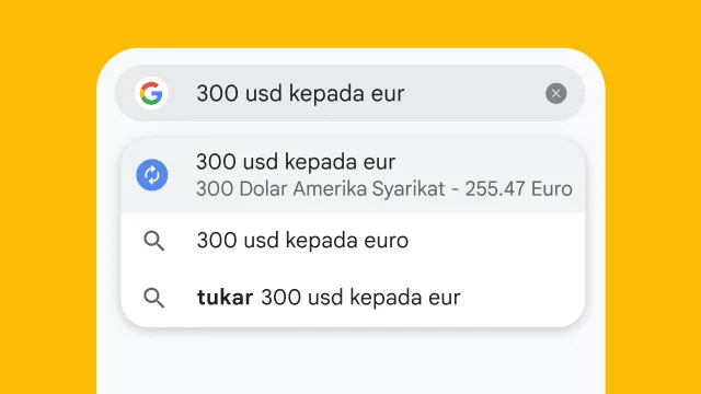 A user typed “300 usd to eur” into Chrome's address bar and it has instantly generated results.