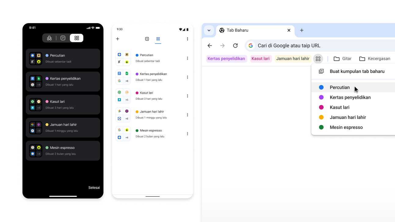 Kumpulan Tab merentas peranti iOS, Android dan desktop