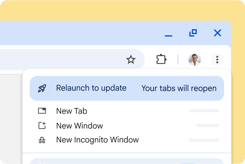 Aplicar una actualització pendent Interfície d'usuari de Chrome que alerta que hi ha una actualització pendent